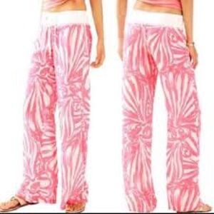 Lily Pulitzer Linen Beach Pant in Pink Run Ray Shimmy Shimmy